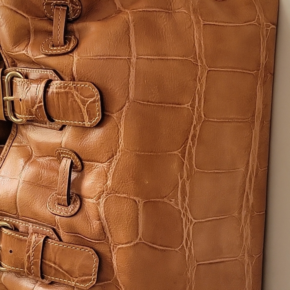 Dooney & Bourke Chiara Leather Croco-Embossed Tan Tote Handbag - Picture 5 of 8